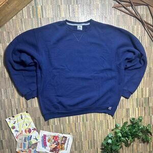 Vintage Y2K Russell Athletic Crewneck Mens XL Blue Essentials Boxy Sweatshirt